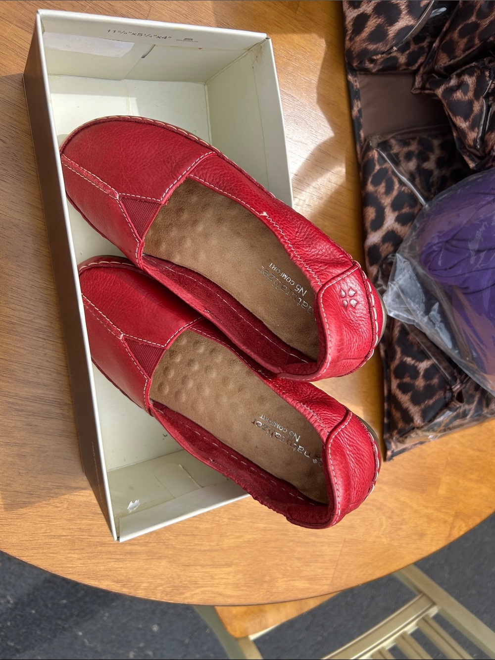 Naturalizer Red Slip-On Leather Loafers